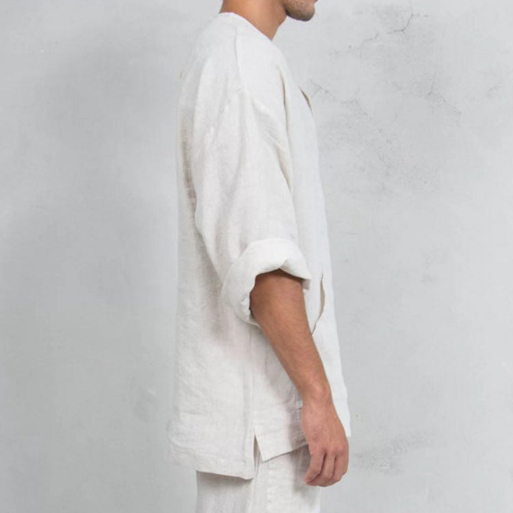 Men's Loose Linen Tunic Shirts