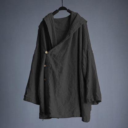 Men's Plus Size Linen Hooded Coat