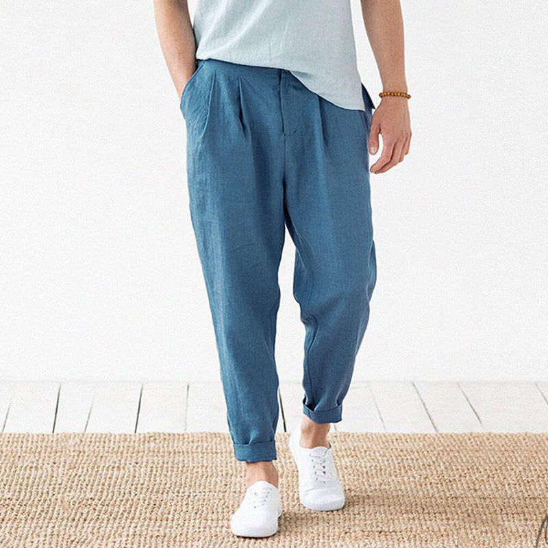 Men's Elastic Waist Linen Pants