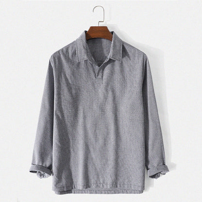Simple Texture Long Sleeve Henley Shirts