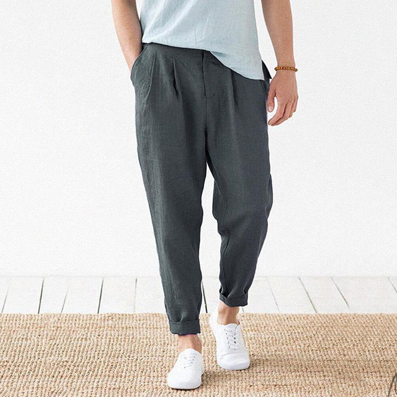 Men's Elastic Waist Linen Pants