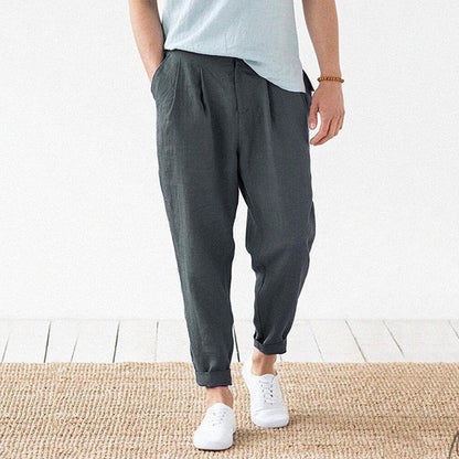 Men's Elastic Waist Linen Pants