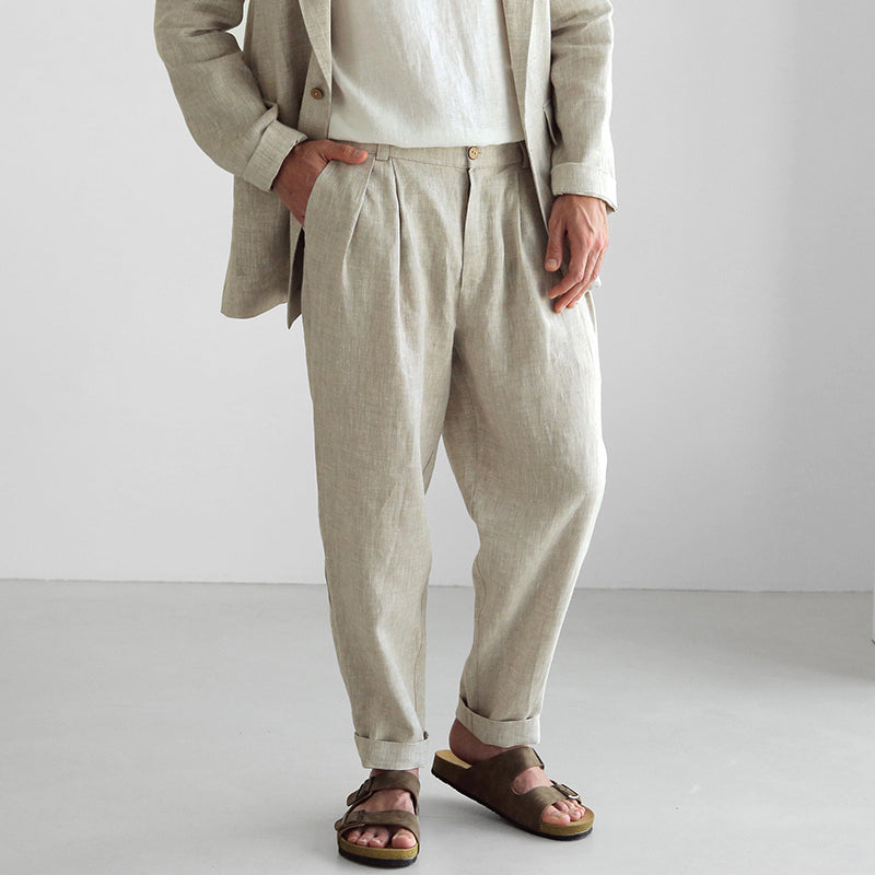 Mens Linen Trousers With Pleats