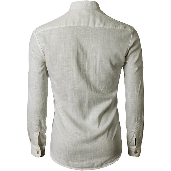 Classic Long Sleeve Linen Shirt with Buttons