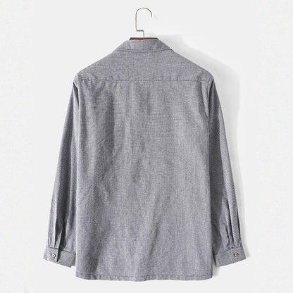 Simple Texture Long Sleeve Henley Shirts