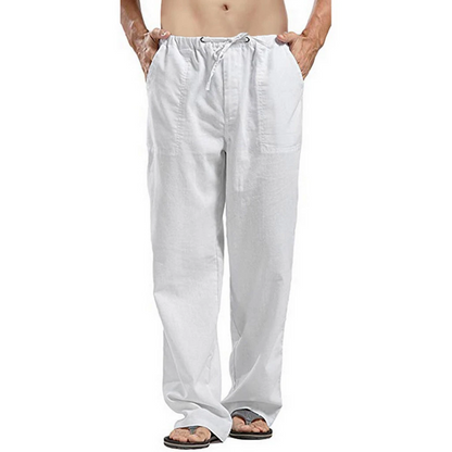 Men's linen large size pocket trousers