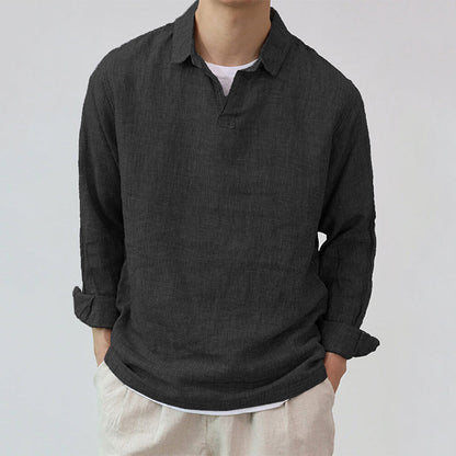 Simple Texture Long Sleeve Henley Shirts
