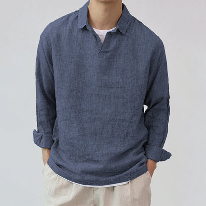 Simple Texture Long Sleeve Henley Shirts