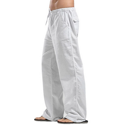 Men's linen large size pocket trousers
