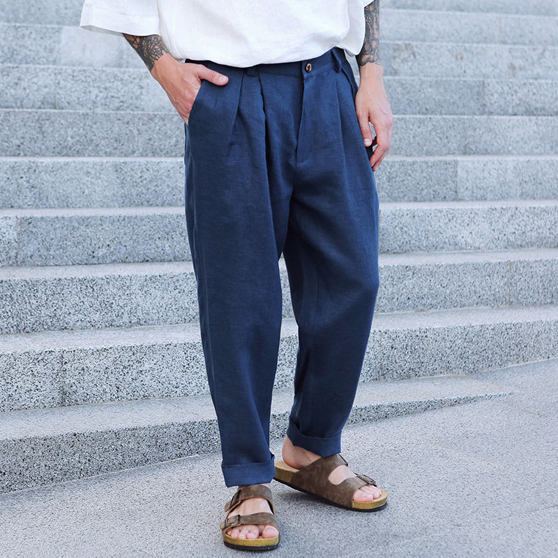 Mens Linen Trousers With Pleats