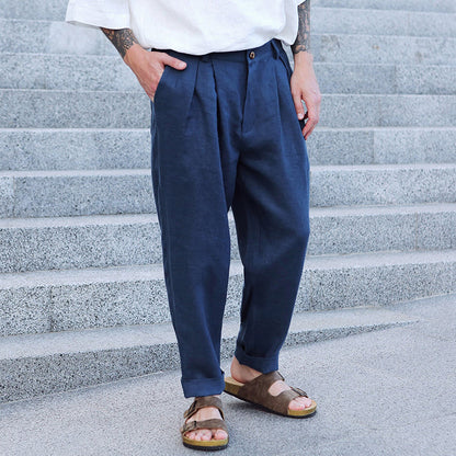 Mens Linen Trousers With Pleats