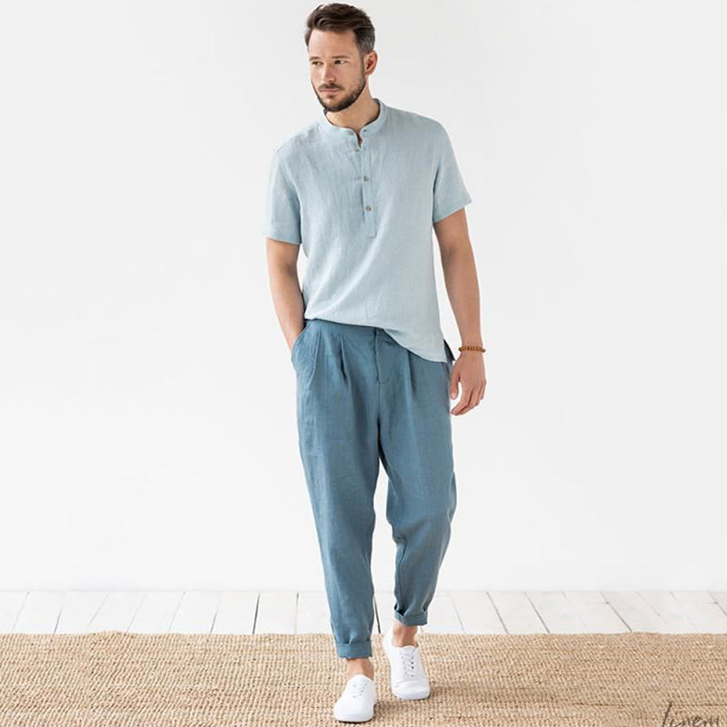 Men's Elastic Waist Linen Pants
