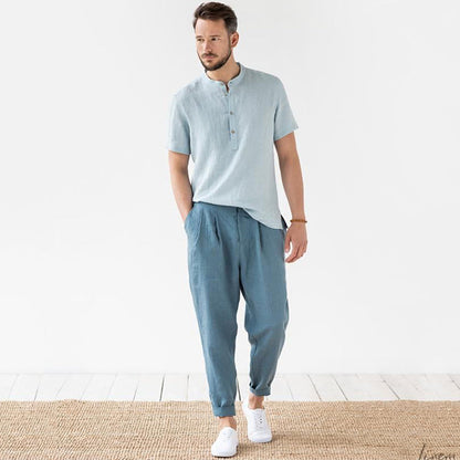 Men's Elastic Waist Linen Pants