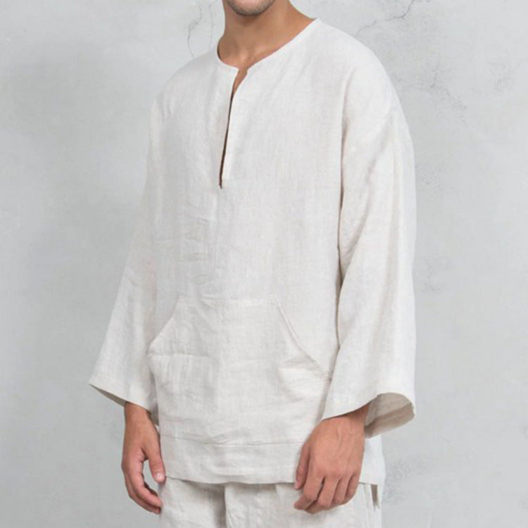Men's Loose Linen Tunic Shirts