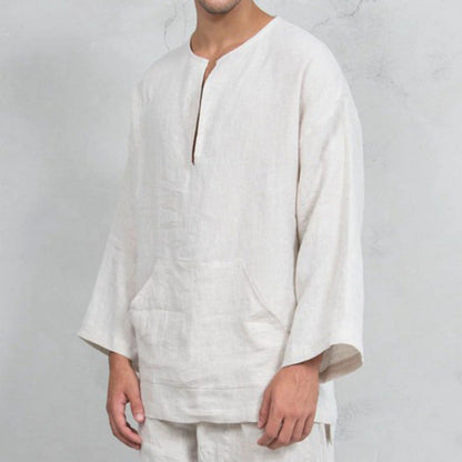 Men's Loose Linen Tunic Shirts