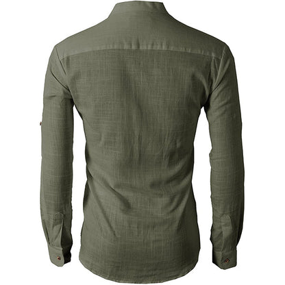 Classic Long Sleeve Linen Shirt with Buttons